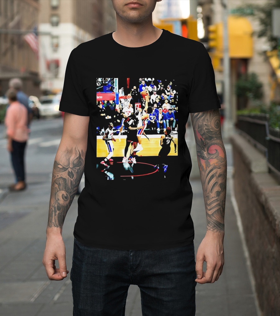 Cade Cunningham Dunking Over Drummond Basketball Game Action Scene T-Shirt