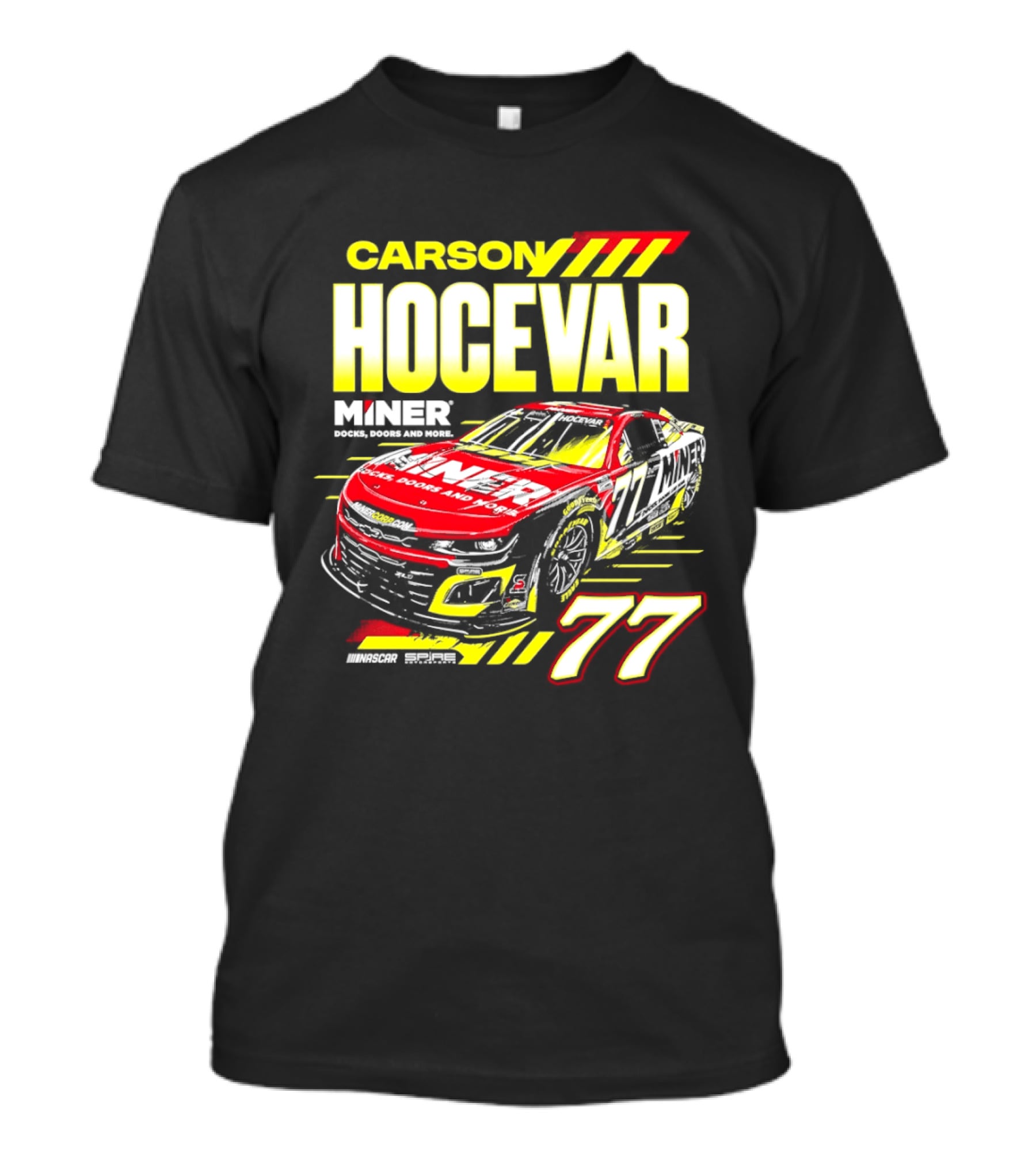Carson Hocevar No 77 Miner Chevrolet Camaro ZL1 Spire Motorsports Racing T-Shirt