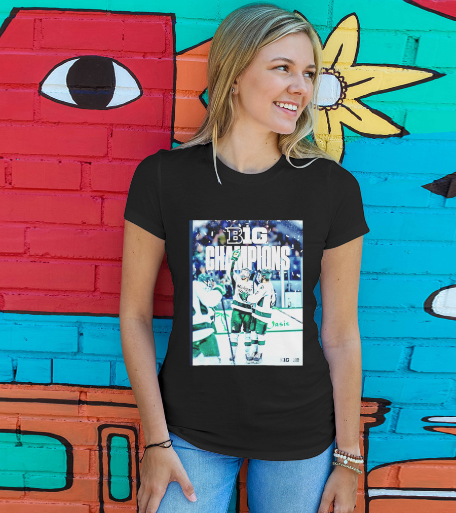 B1G Champions Michigan State Spartans Ice Hockey 2026 B1G Men's Hockey Regular Season Champs Back To Back T-Shirt