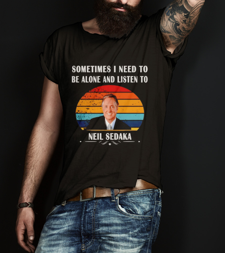 Neil Sedaka Sometimes I Need To Be Alone And Listen To Retro Stripes T-Shirt