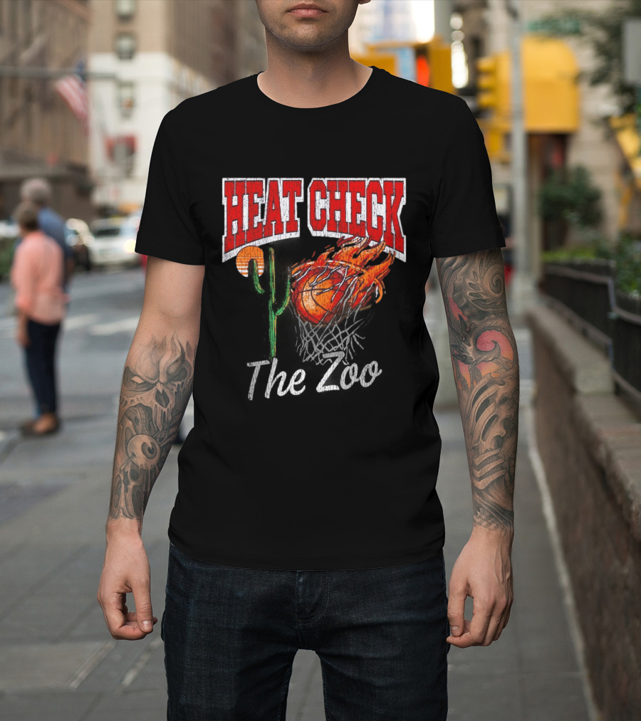 Heat Check The Zoo Flaming Basketball Cactus T-Shirt