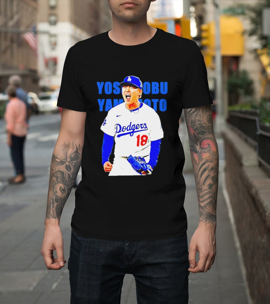 Yoshinobu Yamamoto Los Angeles Dodgers 18 Scream T-Shirt