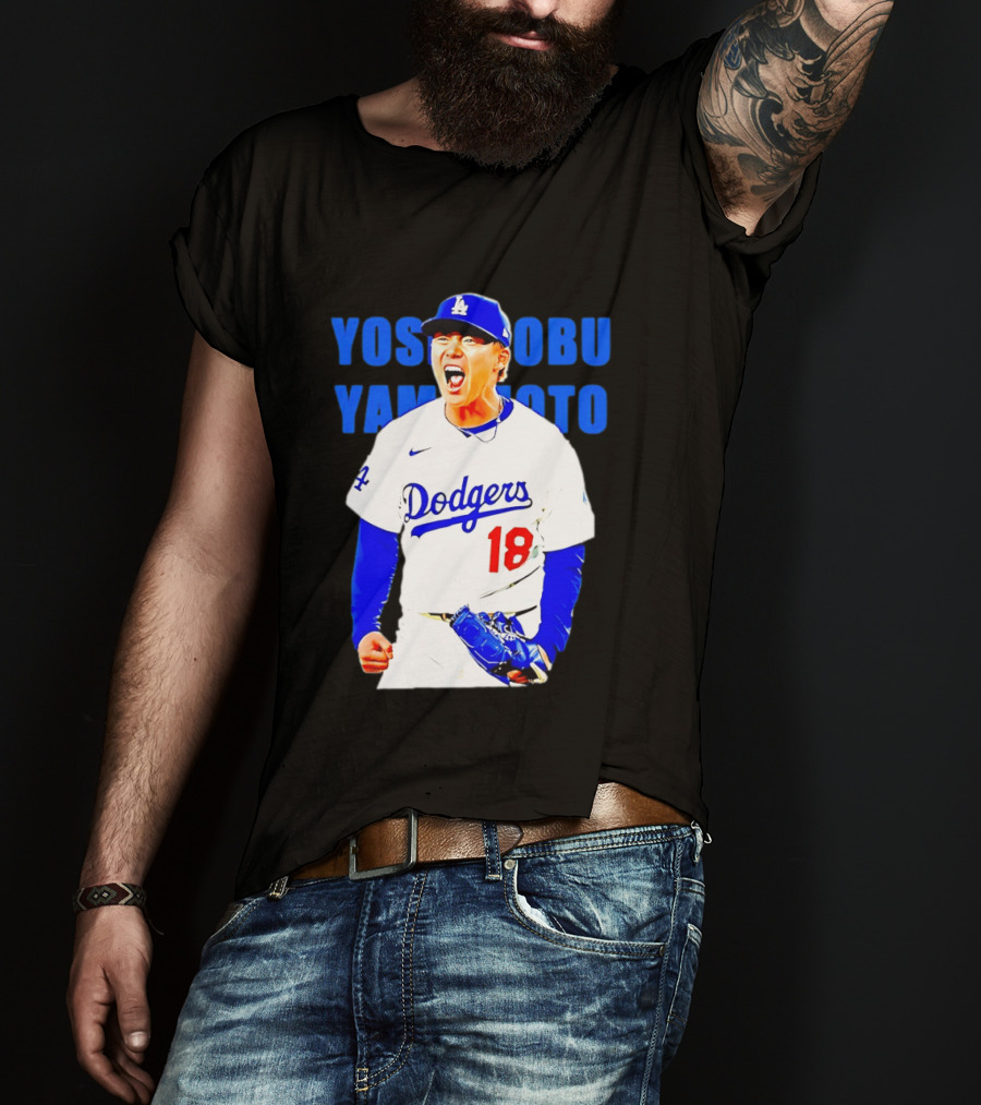 Yoshinobu Yamamoto Los Angeles Dodgers 18 Scream T-Shirt