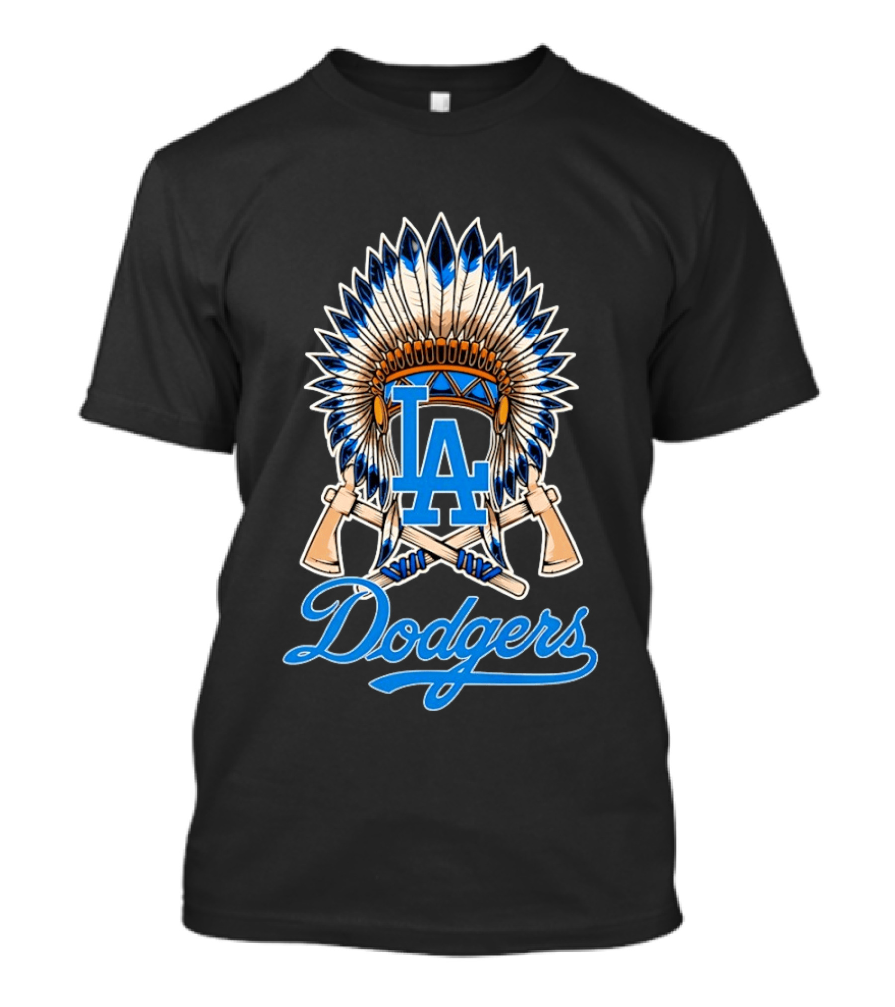Los Angeles Dodgers Native American Headdress LA T-Shirt
