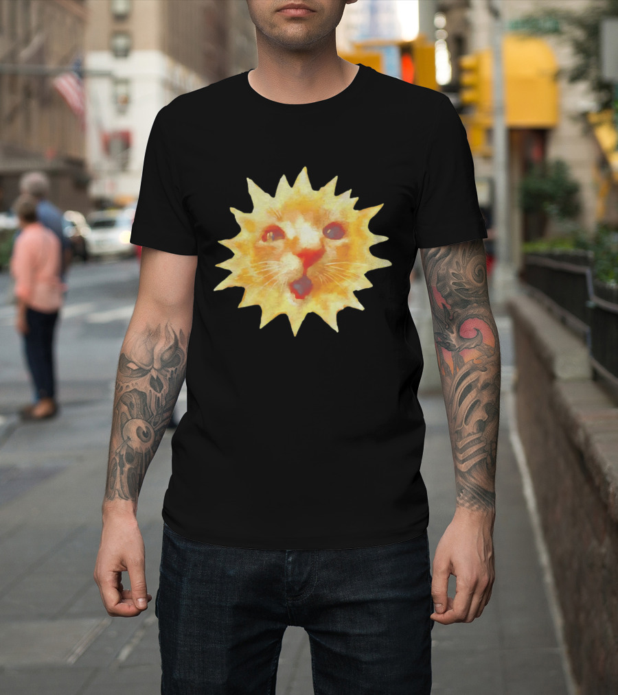 Cat Face Sun Meme Funny Internet Trend T-Shirt
