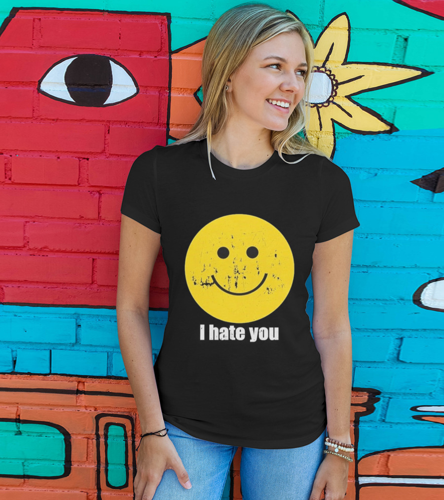 Harry I Hate You Smiley Face Distressed Grunge T-Shirt