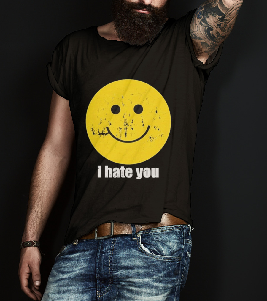 Harry I Hate You Smiley Face Distressed Grunge T-Shirt