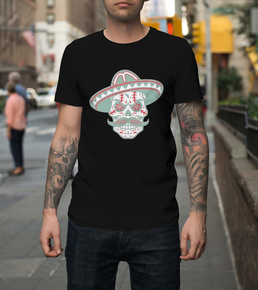 Sugar Skull Sombrero Baseball Team Mexico Nacho Alvarez Jr T-Shirt