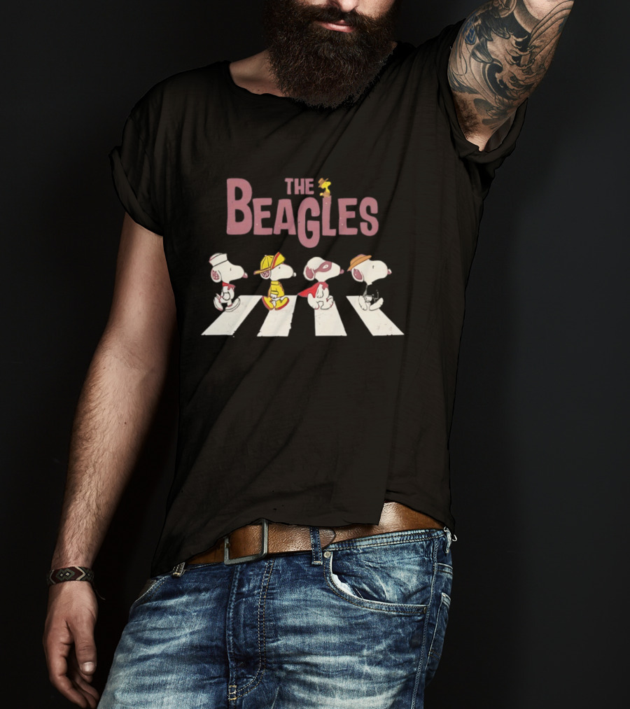 The Beagles Snoopy Woodstock Abbey Road T-Shirt