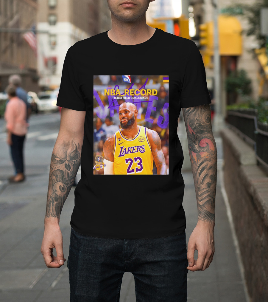 NBA Record LeBron James 15838 Field Goals Made Lakers 23 T-Shirt