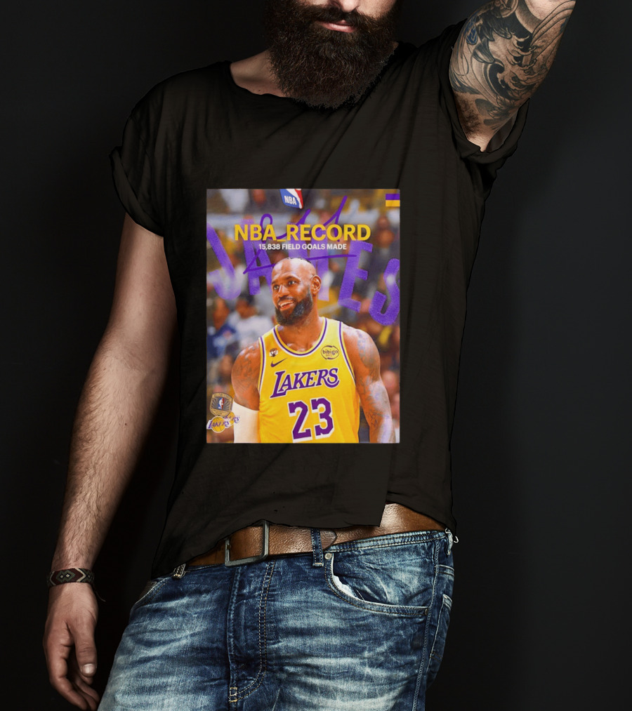 NBA Record LeBron James 15838 Field Goals Made Lakers 23 T-Shirt