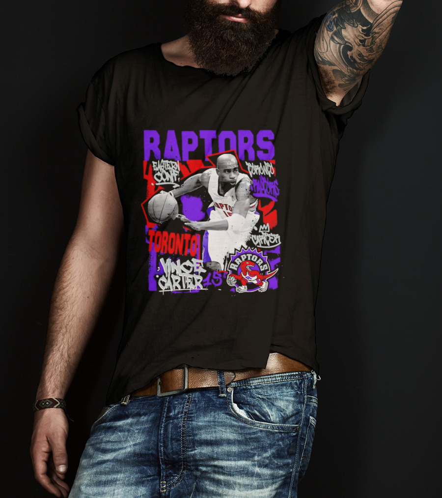 Toronto Raptors Vince Carter Chalked Up Player 15 Paint T-Shirt