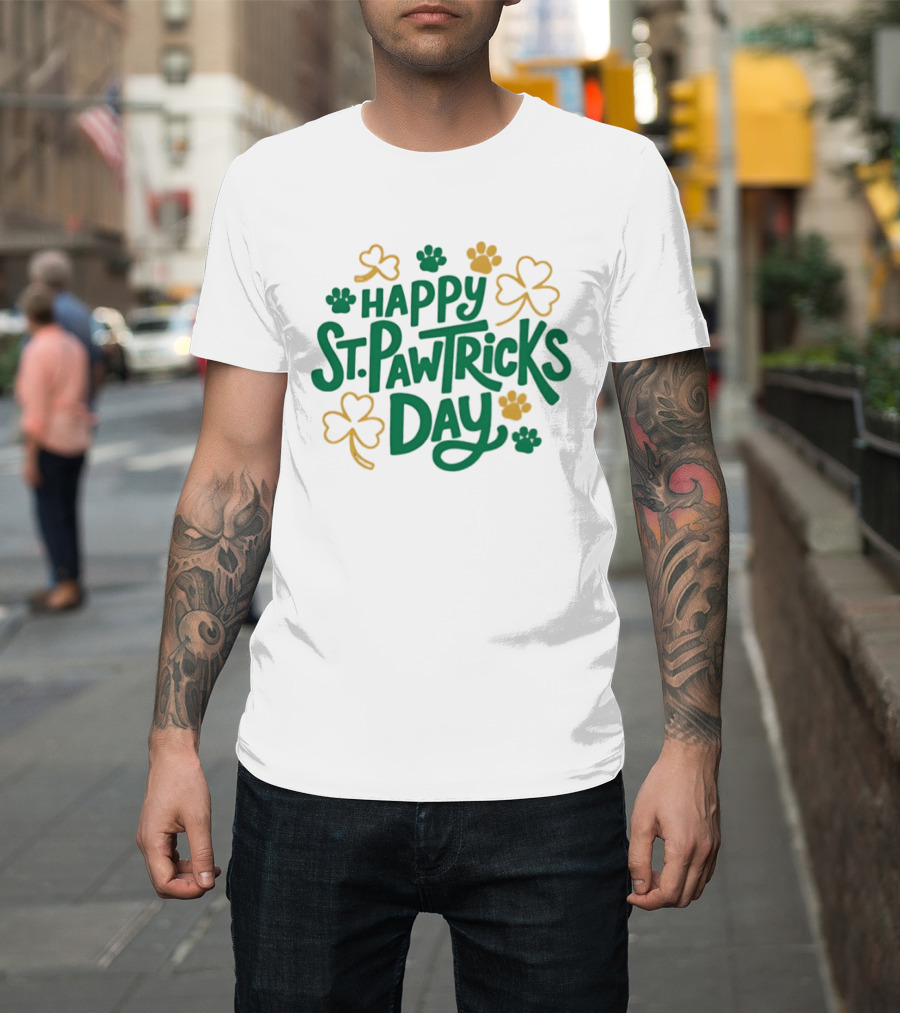 Happy St Pawtrick's Day Shamrock Dog Celebration T-Shirt