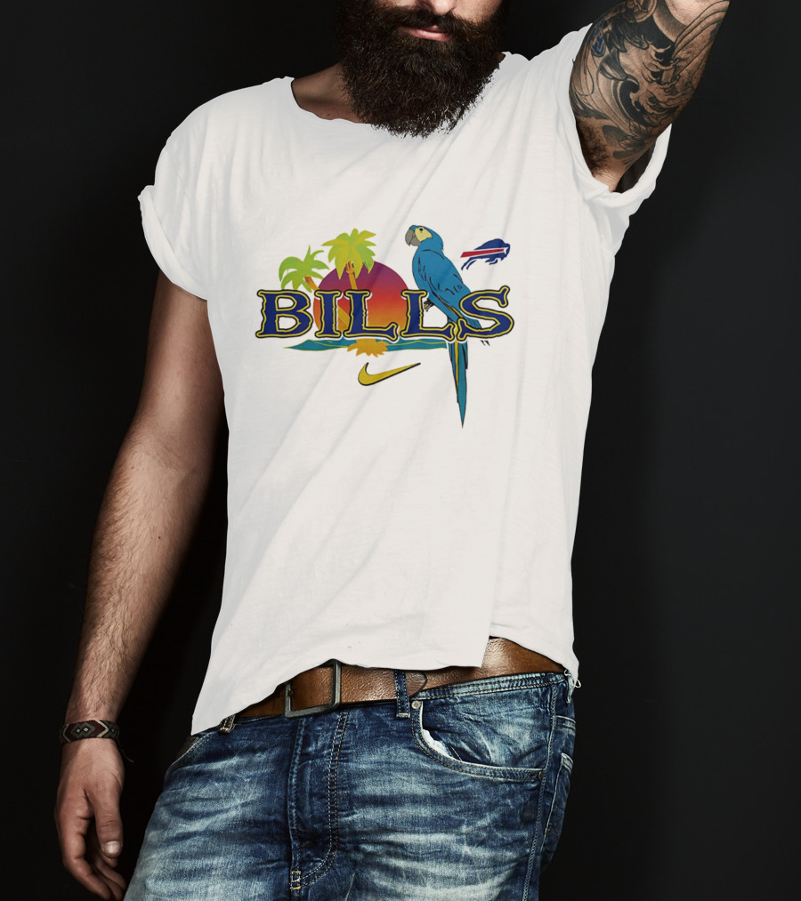 Buffalo Bills Parrot Tropical Vibes With Nike And Palm Trees T-Shirt