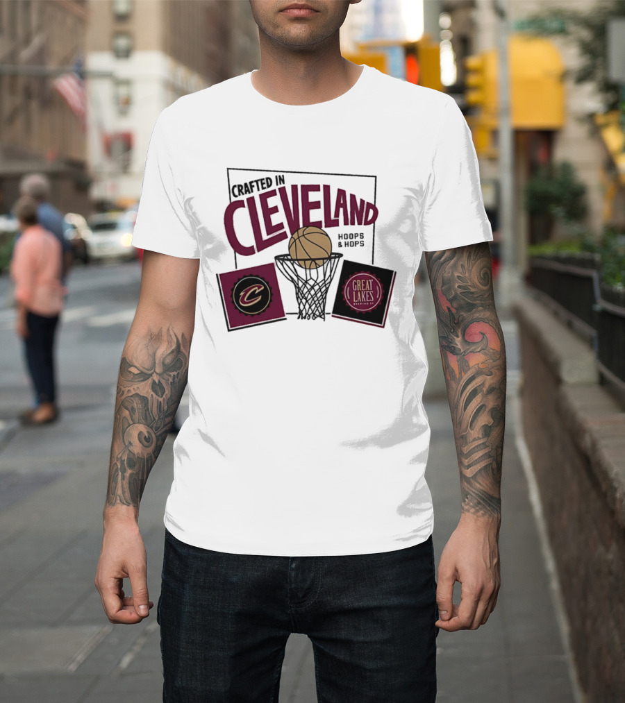 Crafted In Cleveland Hoops And Hops Cavaliers Great Lakes Brewing Co T-Shirt