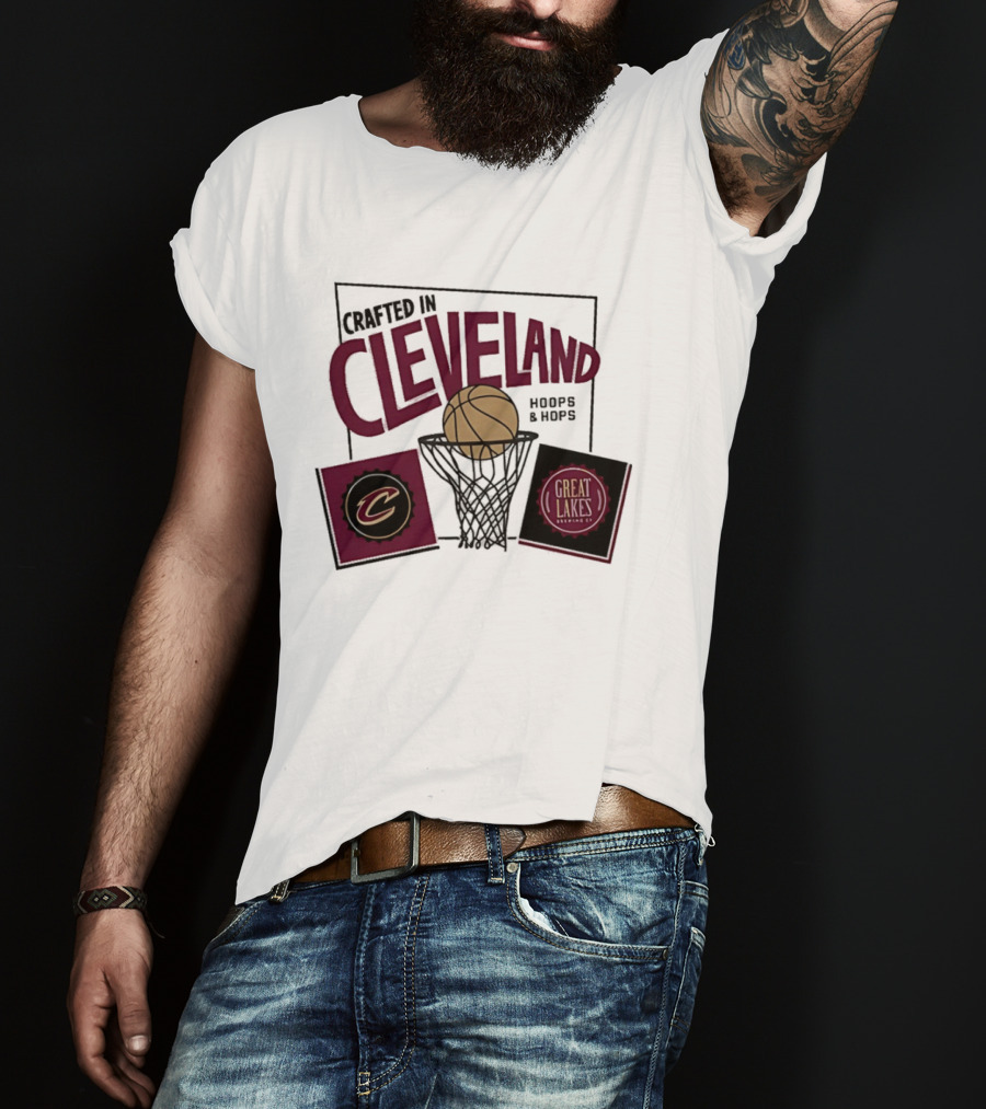 Crafted In Cleveland Hoops And Hops Cavaliers Great Lakes Brewing Co T-Shirt