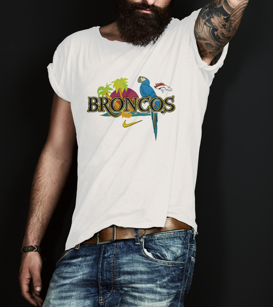 Denver Broncos Parrot Nike Tropical Vibes It's 5 O' Somewhere T-Shirt