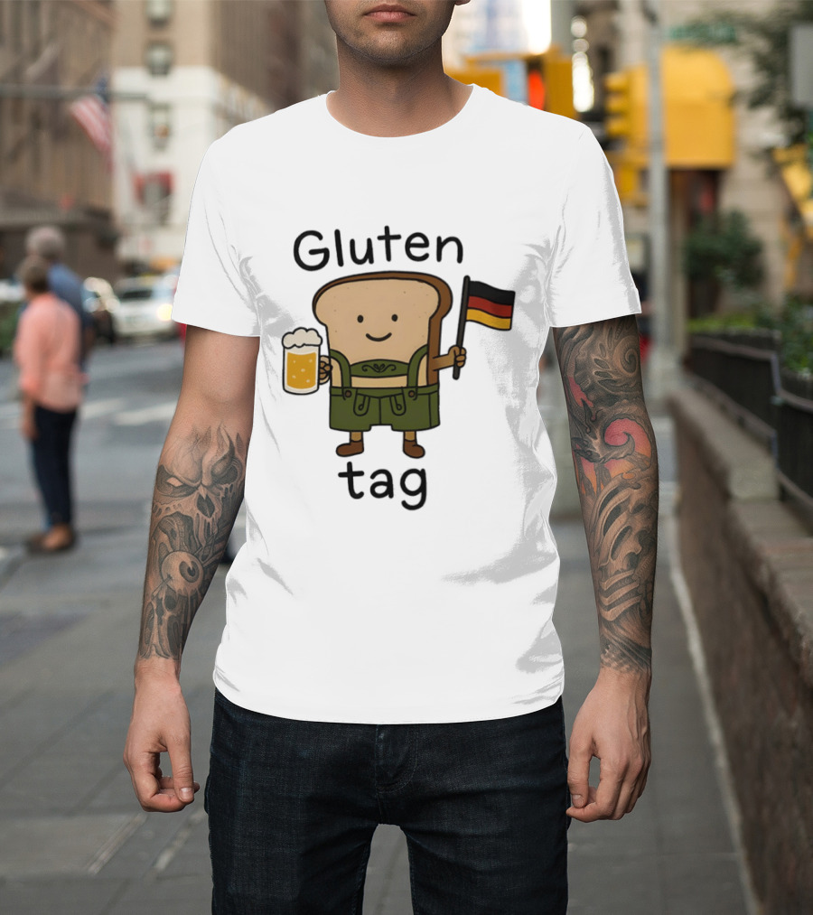 Gluten Tag Bread Character Lederhosen Beer German Flag T-Shirt