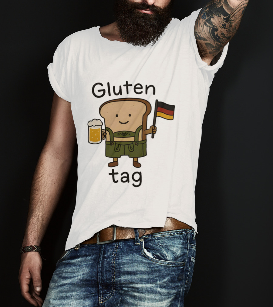 Gluten Tag Bread Character Lederhosen Beer German Flag T-Shirt