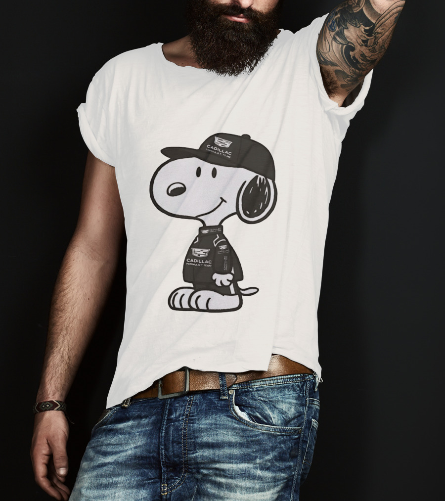 Peanuts Snoopy Cadillac Formula 1 Team Racing Outfit T-Shirt