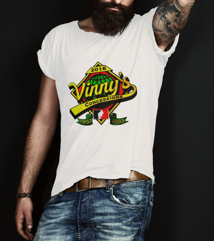 Vinny's Concessions 1997 2003 2016 Globe Ribbon T-Shirt