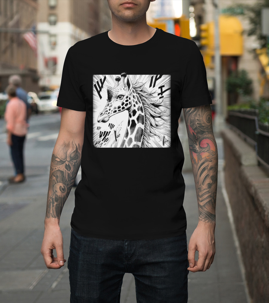 Giraffe Anime Aesthetic Colorful Pop Art Cartoon T-Shirt