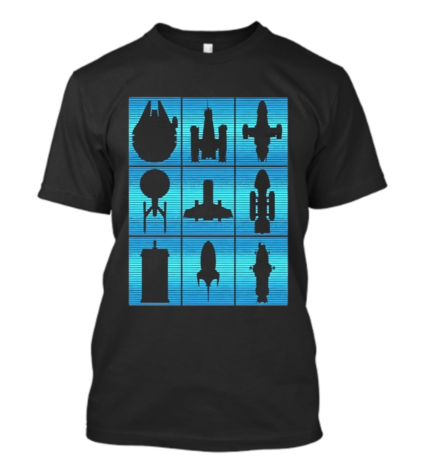 Interstellar Travelers Spaceship Silhouettes Sci Fi T-Shirt