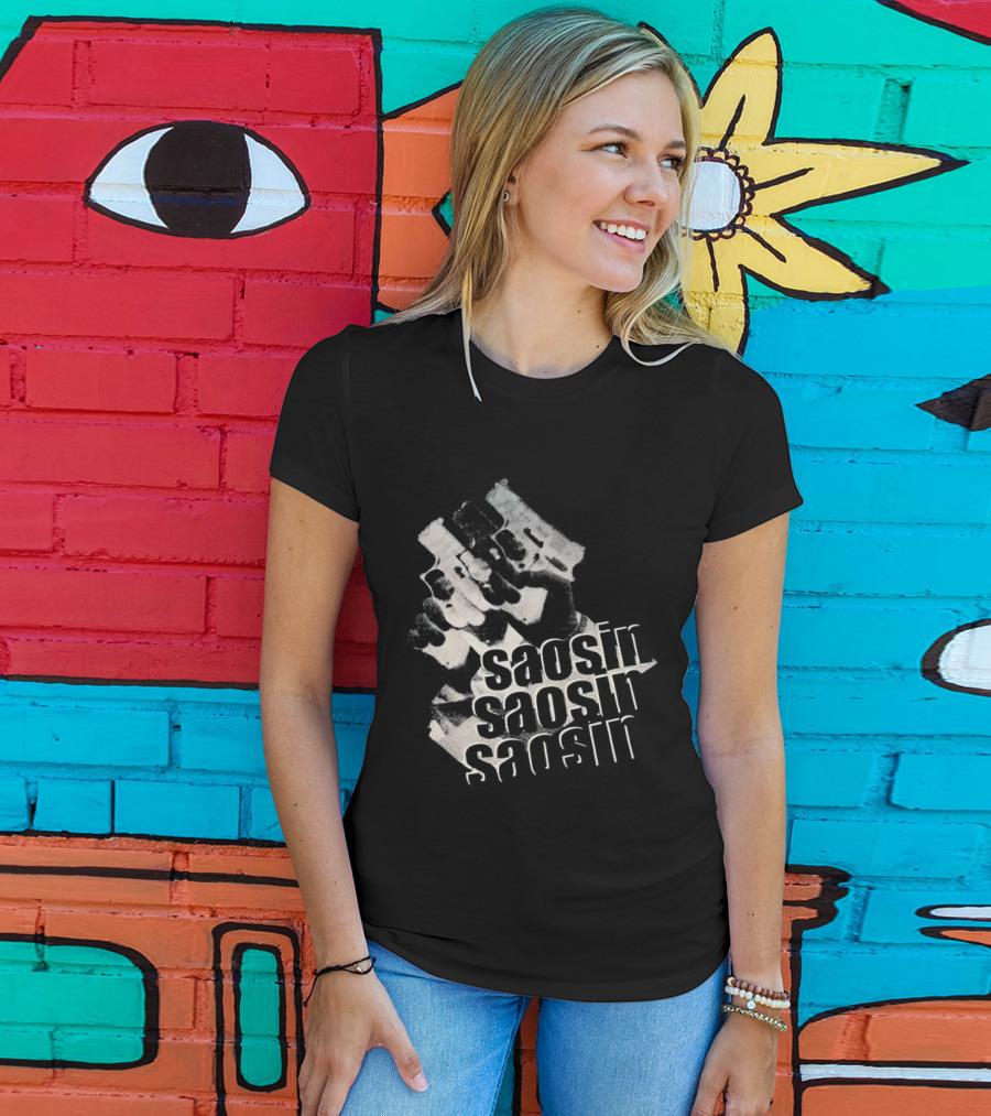 Saosin Band Triple Text Pistol T-Shirt