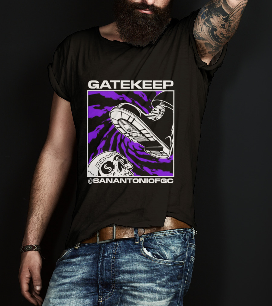 Gatekeep San Antonio Fighting Game Community Sneaker Skull T-Shirt