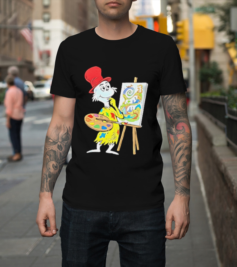 Sam I Am Red Hat Palette Painting Easel Whimsical Scene T-Shirt