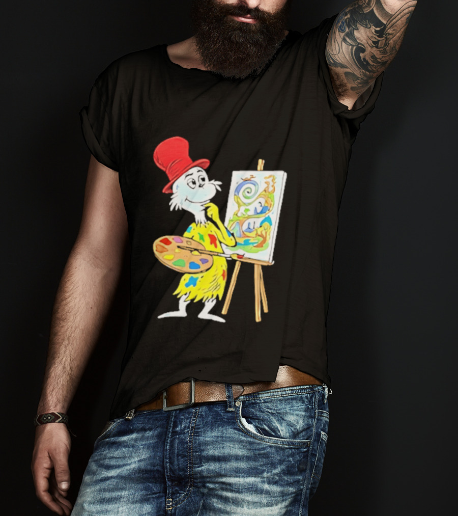 Sam I Am Red Hat Palette Painting Easel Whimsical Scene T-Shirt