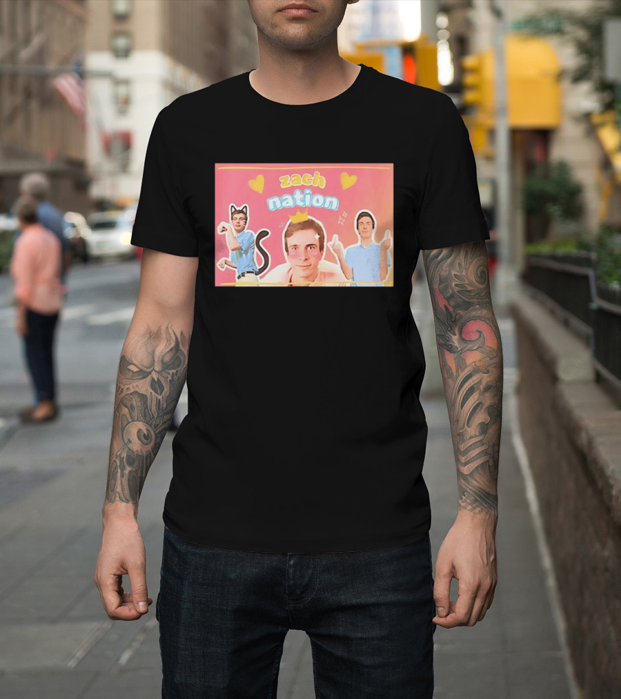Zach Nation Zachary Sobania Cat Ears Crown Hearts Fun T-Shirt
