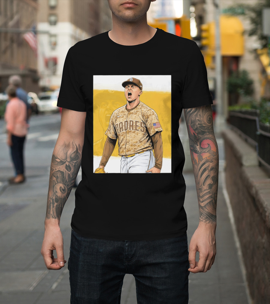 San Diego Padres Camouflage Uniform With Nike And American Flag T-Shirt