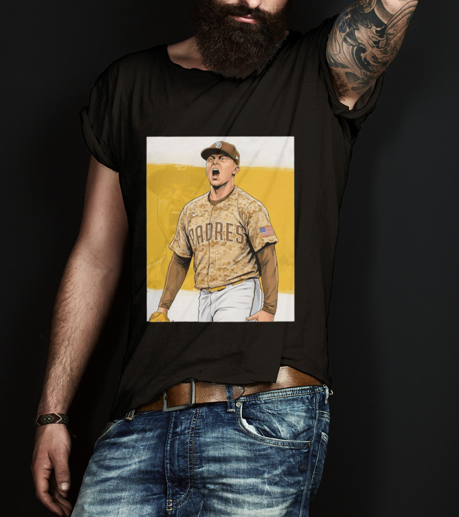 San Diego Padres Camouflage Uniform With Nike And American Flag T-Shirt