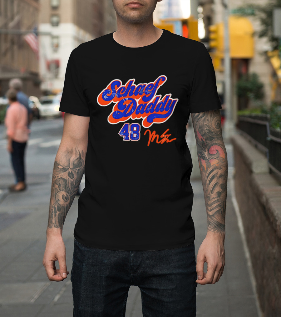 Schaef Daddy 48 Blue Orange Script Signature T-Shirt
