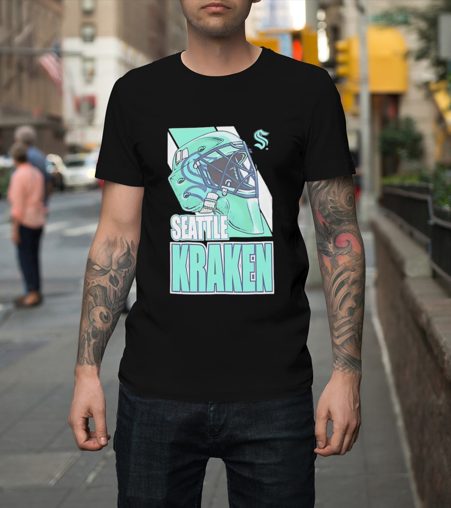 Seattle Kraken NHL Helmet Bucket Head Team T-Shirt