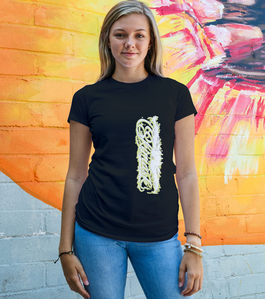 Ski Mask Script Neon Yellow Graffiti Style Vertical T-Shirt