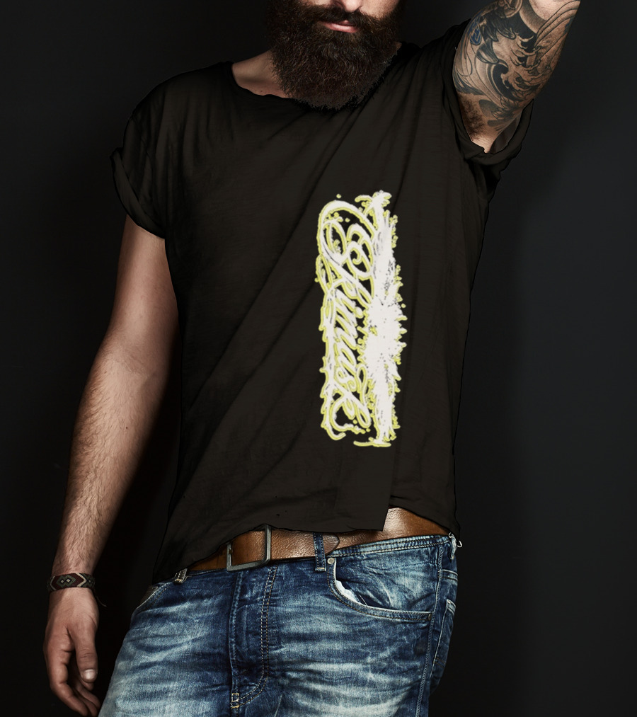 Ski Mask Script Neon Yellow Graffiti Style Vertical T-Shirt