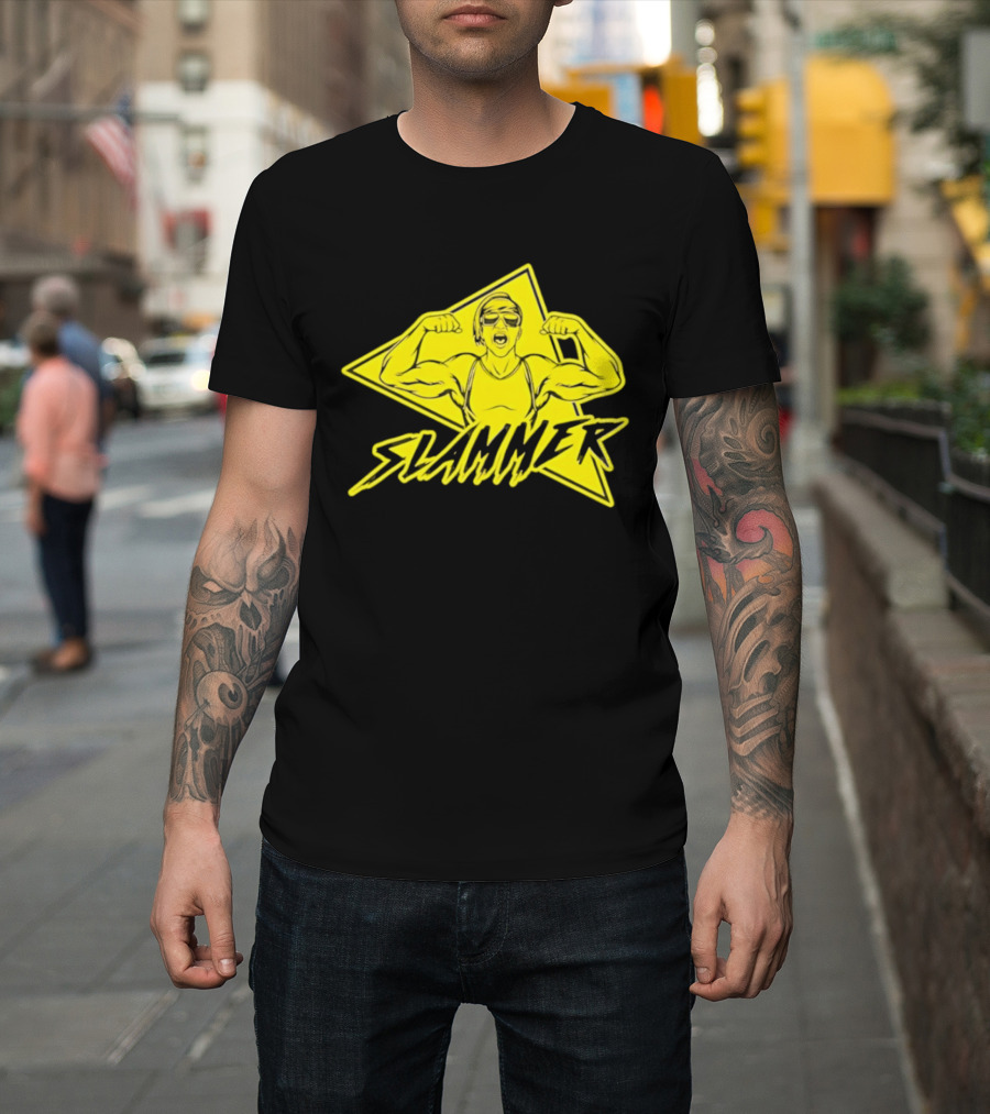 Slammer Muscle Man Headband Sunglasses Flexing Pose T-Shirt