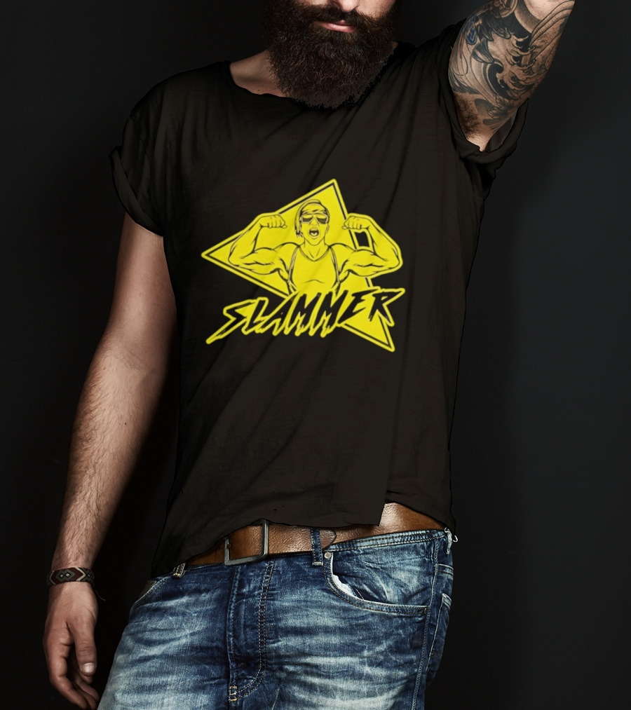 Slammer Muscle Man Headband Sunglasses Flexing Pose T-Shirt