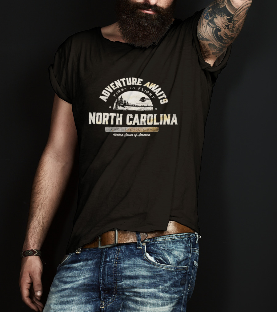 Adventure Awaits North Carolina First In Flight United States Established 1789 T-Shirt