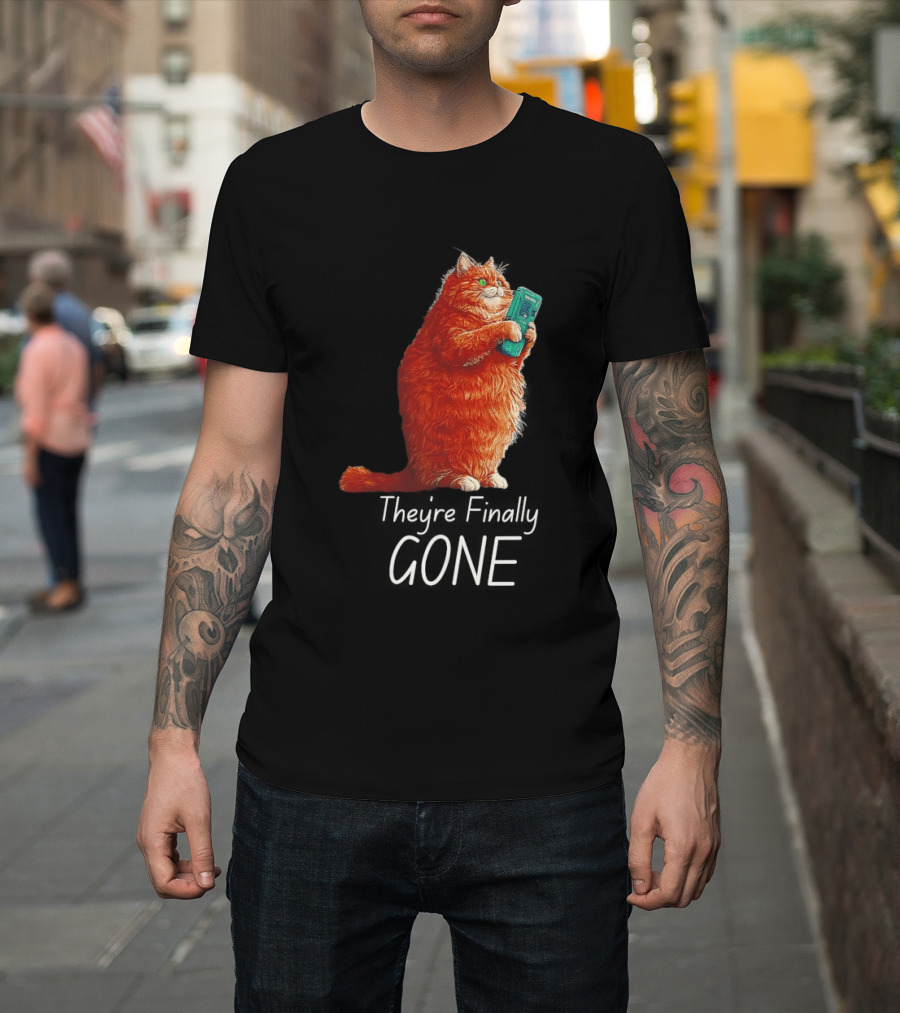 Cat They're Finally Gone Retro Video Game Console T-Shirt