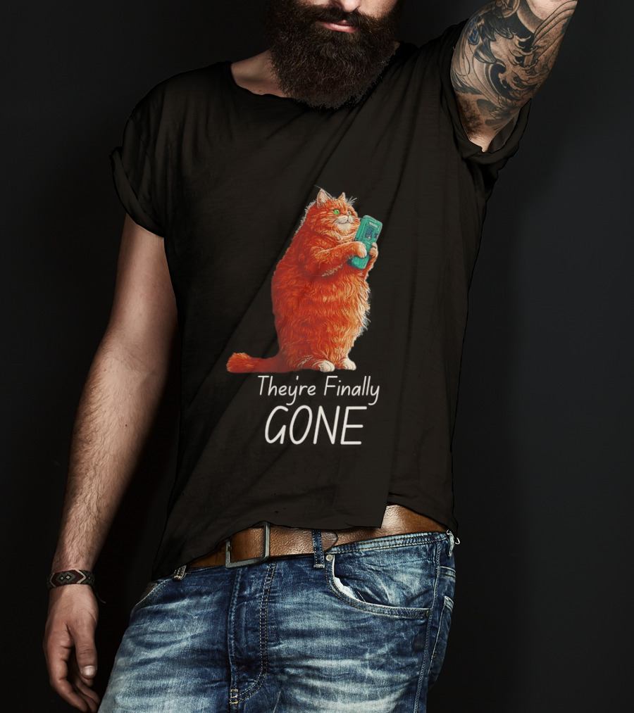 Cat They're Finally Gone Retro Video Game Console T-Shirt