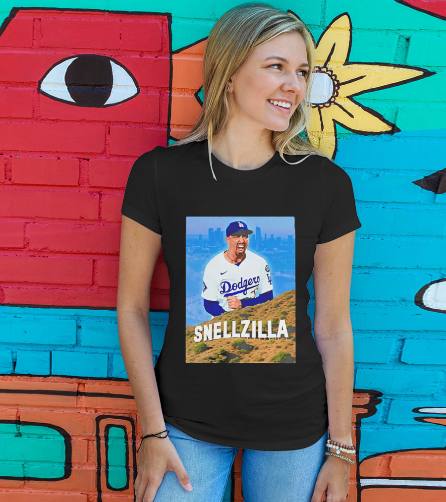 Blake Snell La Dodgers Snellzilla Los Angeles Skyline T-Shirt