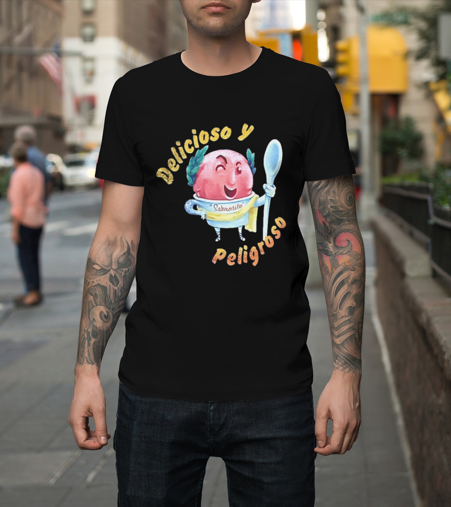 Delicioso Y Sabrosito Peligroso Helado Sonriente Dibujos Animados Cucharón T-Shirt