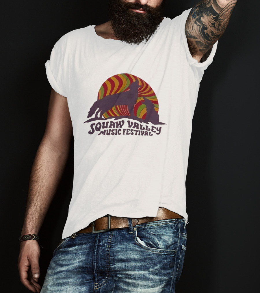 Squaw Valley Music Festival Psychedelic Wolf And Sunburst T-Shirt