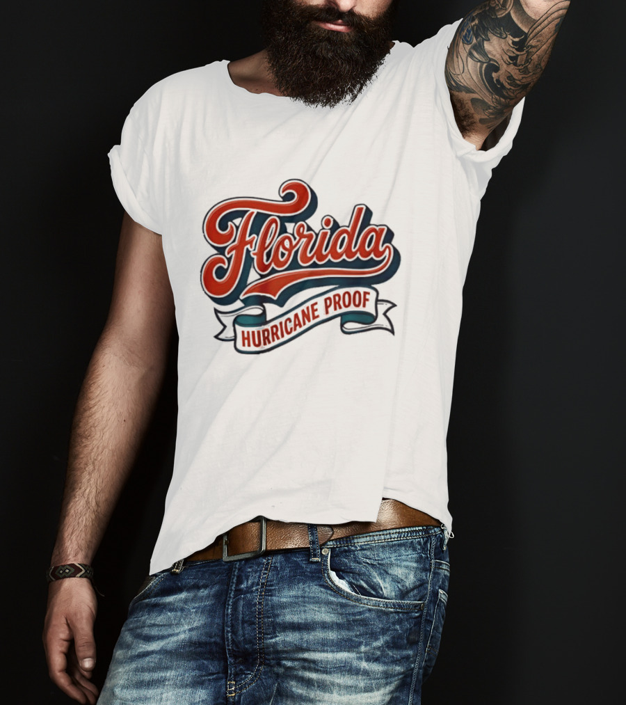 Florida Hurricane Proof Script Ribbon T-Shirt