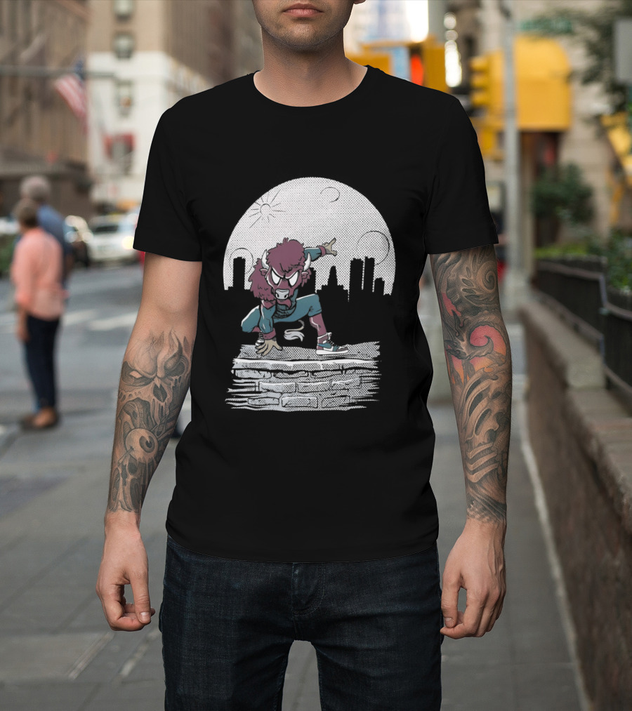 Bison Be A Hero Buffalo Bills Cityscape Dynamic Pose T-Shirt