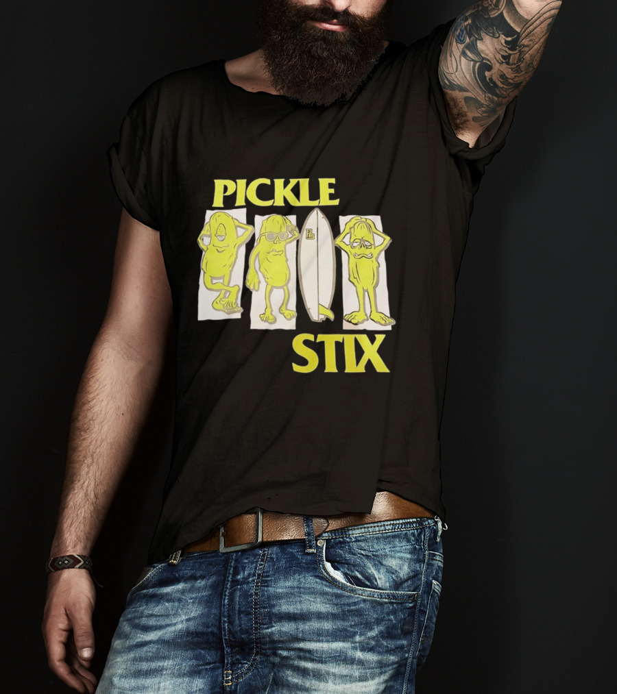 Pickle Stix Surfboard Vacation Characters T-Shirt