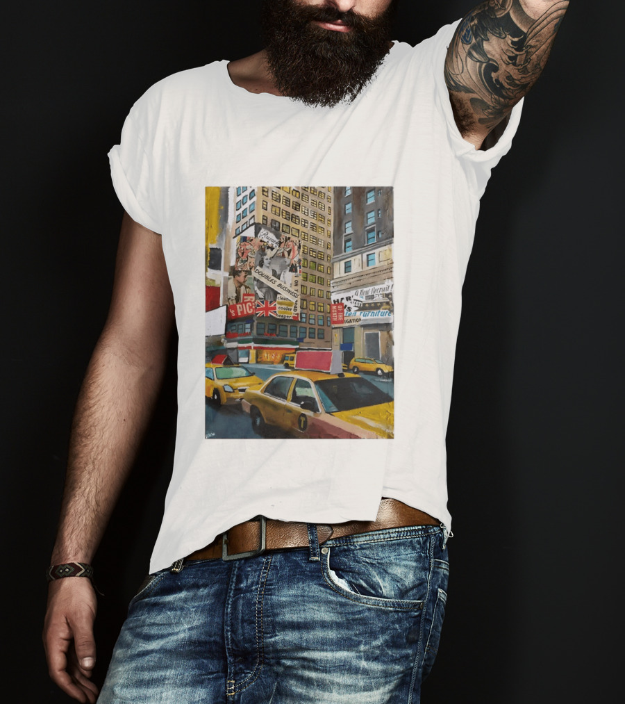 New York City Times Square Taxi Doubles Business British Flag T-Shirt